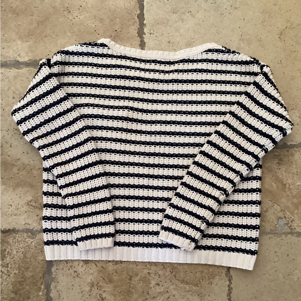 Tommy Hilfiger Cropped Sweater Striped with Zipper Detail, Size M - Picture 2 of 5